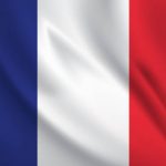 Waving flag of France blowing in the wind. Full page flying flag. Vector realistic illustration EPS10